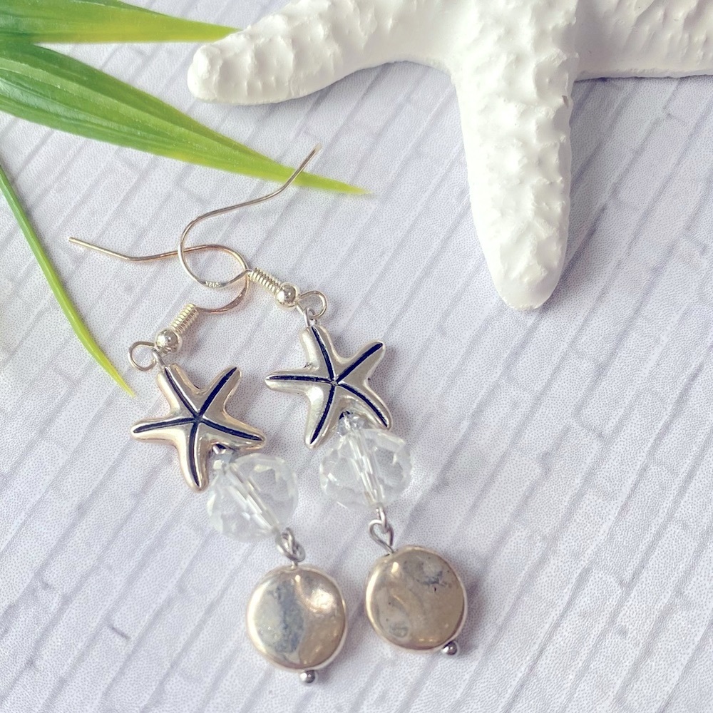 3/$25 Silver Starfish Dangle Earrings